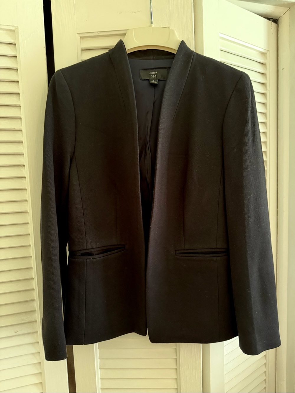 J. Crew Black Open-Front Collarless Fitted Blazer